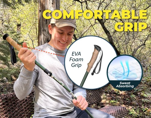 TREKOLOGY TREKZ SE 2pc Collapsible Hiking Stick - Lightweight, Foldable Retractable Trekking Poles for Men, Women & Seniors with Adjustable Height - Nordic Walking Stick for Backpacking,Camping