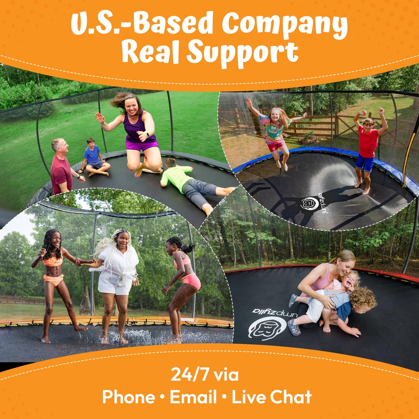 JUMPZYLLA Trampoline Outdoor 8FT 10FT 12FT 14FT 15FT 16FT with Enclosure and Ladder, ASTM Approved Recreational Trampoline for Kids and Adults, Anti-Rust Coated Frame (Black, 14FT)