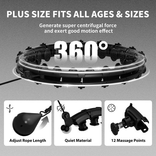 Weighted Hula Infinity Fitness Hoop for Adult Weight Loss, 2 in 1 Smart Fitness Workout Hula Circle Hoops with 28 Links(53 Inch), Exercise Fit Hoop Suitable for Women and Beginners