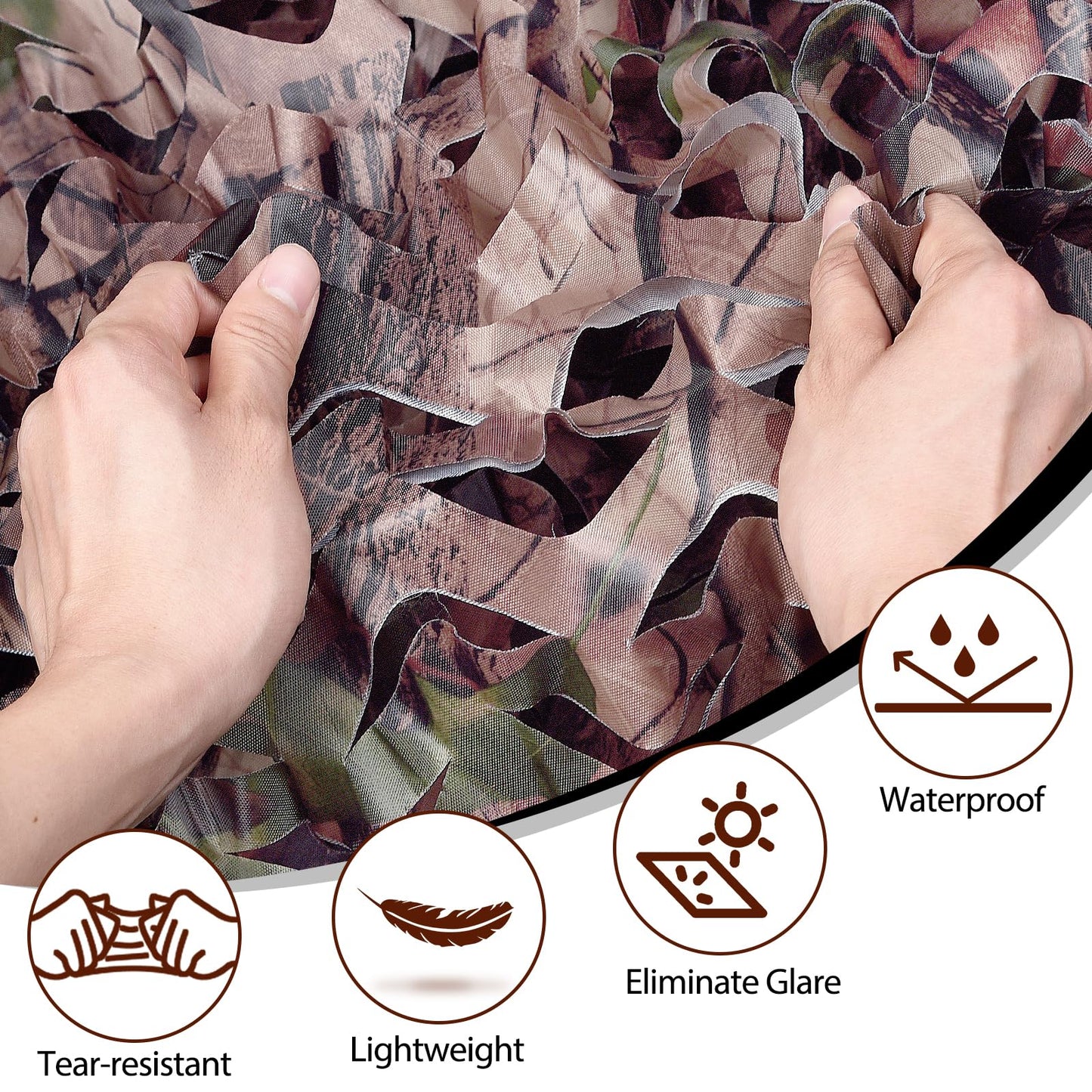Yeacool Camouflage Netting Bulk Roll Burlap Camo Tarp Sunshade Net for Hunting Blind Outdoor Photography Dinosaur Birthday Theme Party Decoration (Camo Bionic Leaves, 49.2ftx4.9ft, 15m*1.5m)