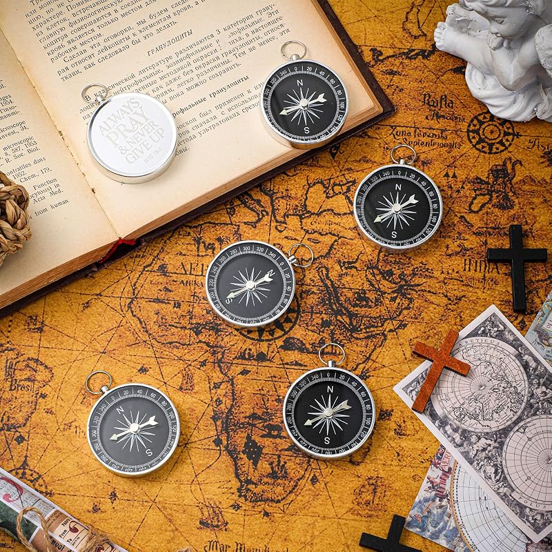 Compass Keychains Bulk Bible Scripture Gifts for Men & Women - 20 Pcs, Silver+20 Variation