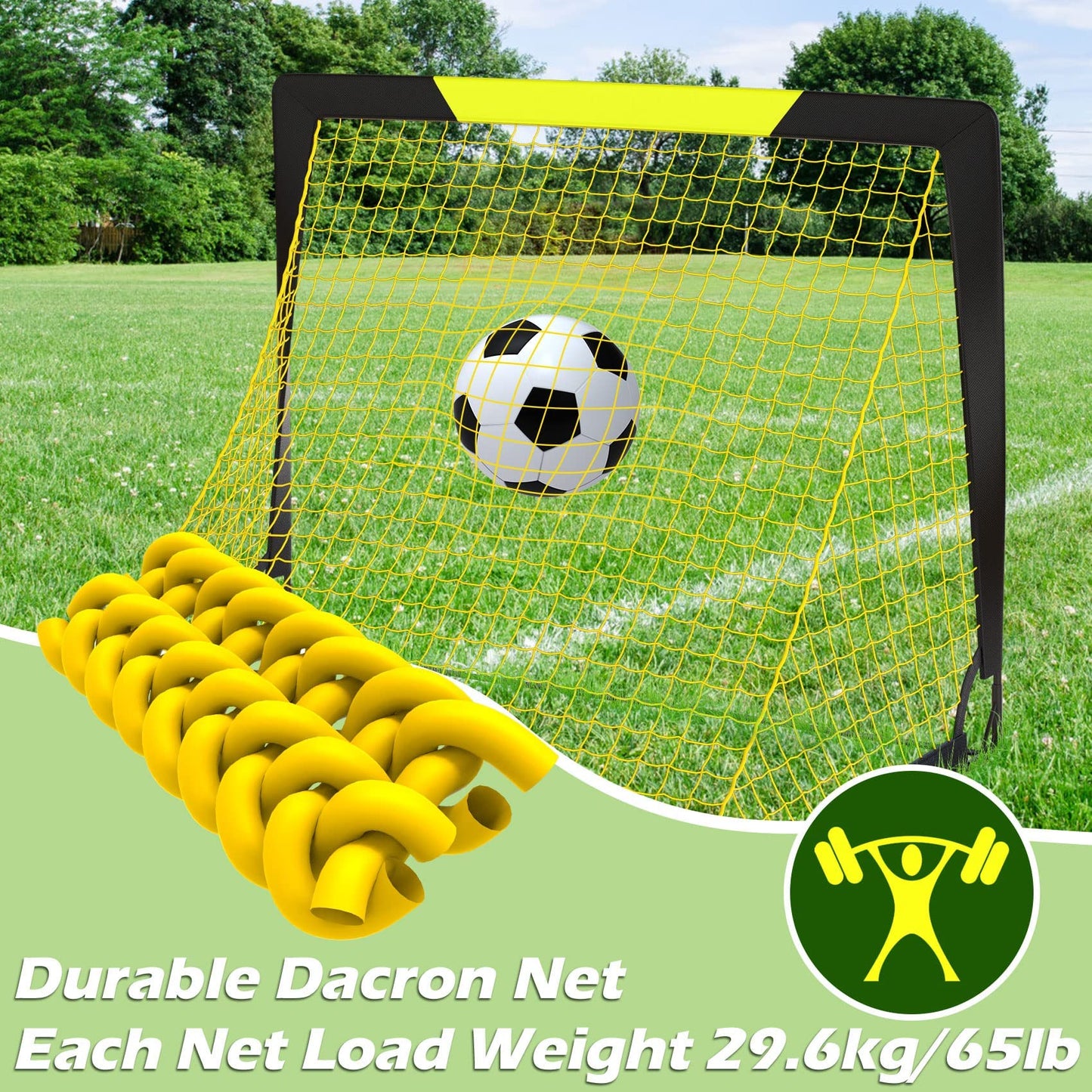 Happy Jump 7x5 FT & 5x3.6 FT Portable Soccer Goal for Youth Players Ages 6–14, Large-Frame Design Built for Long-Term Development, Easy Setup for Backyard, Park or School Training