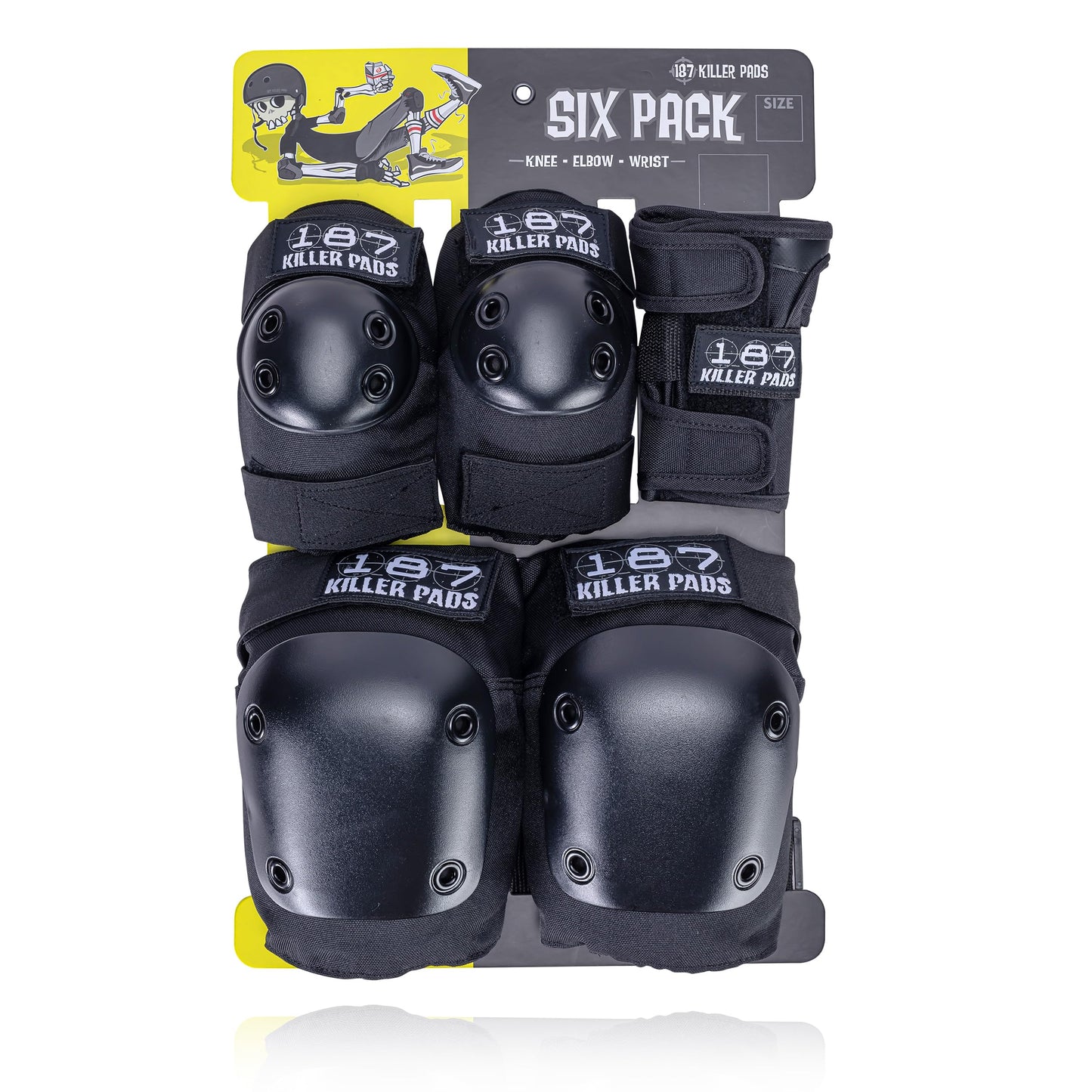 187 Killer Pads Six Pack Pad Set, Elbow Pads, Knee Pads, and Wrist Guards - Ideal for Skateboarding, Roller Skating, and Inline Skating