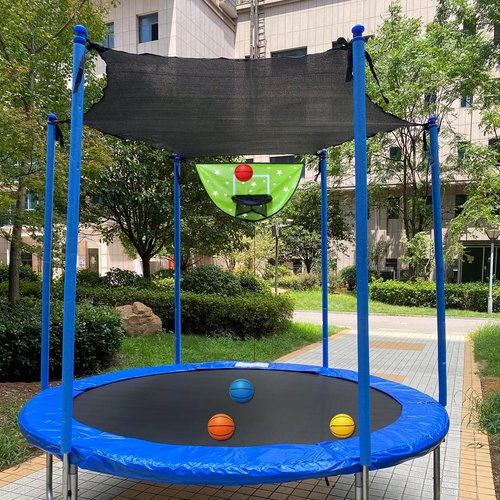 XATAMIO Trampoline Basketball Hoop, Attachment with Pump and Mini Ball，Universal Trampoline Accessories, Easy to Install, All Ages (Green)