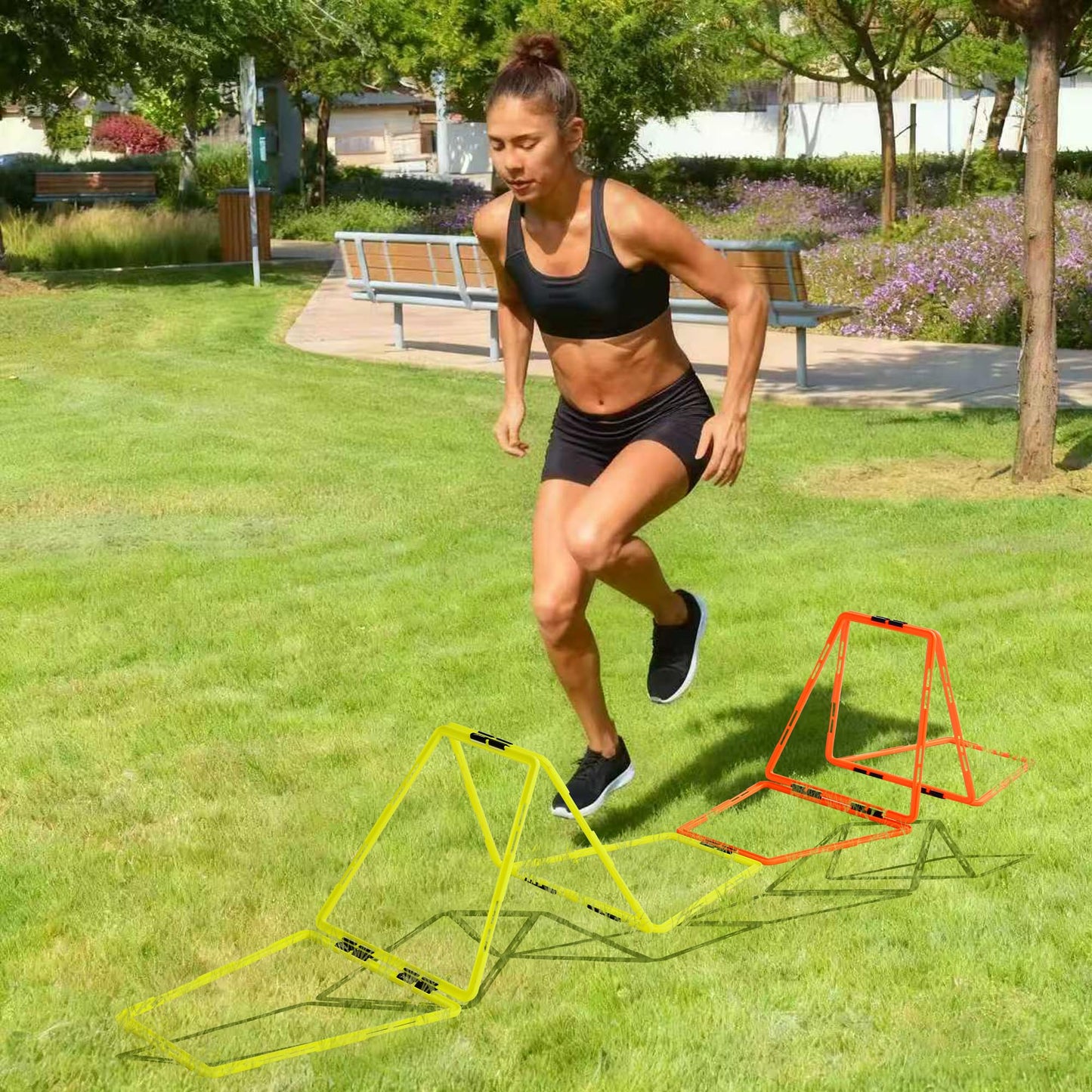 ZUKAM Trapezoid Agility Rings for Speed Training & Agility Footwork Training Speed Hurdles Ladder with Carrying Bag (6 Rings)