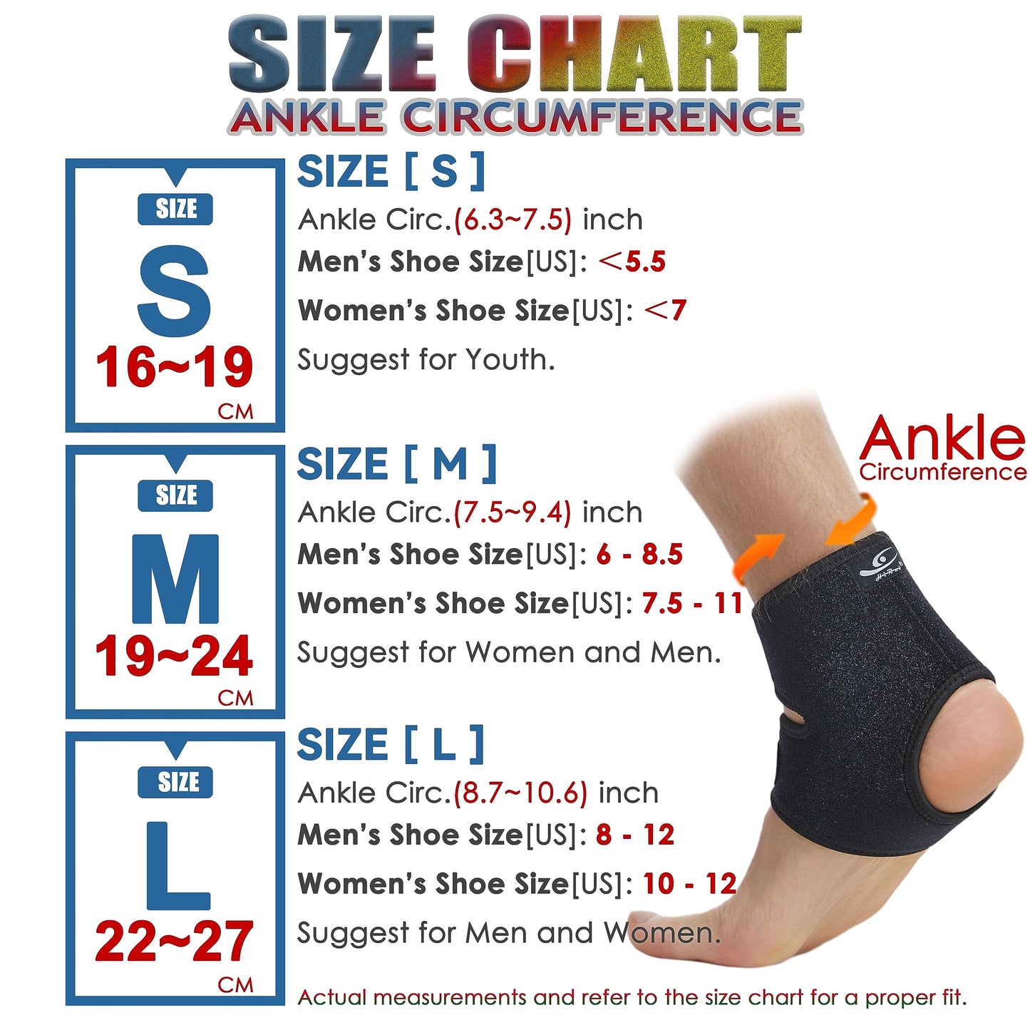 HiRui Ankle Support Brace Ankle Wraps for Men Women, Compression Ankle Brace Breathable Neoprene Sleeve Lightweight High-elastic Stabilizer for Running Sprains Arthritis (Medium (Pack of 2))
