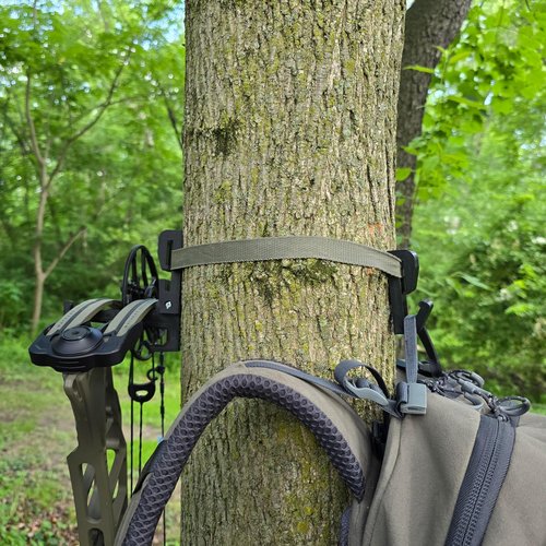 Bloodline. Hunt. Treestand Bow Hanger - Folding Lightweight Bow Hanger with Backpack Hook- Hunting Backpack Hook - Crossbow Bow Hanger- Mobile Hunting - Treestand Bow Hanger - Saddle Hunting