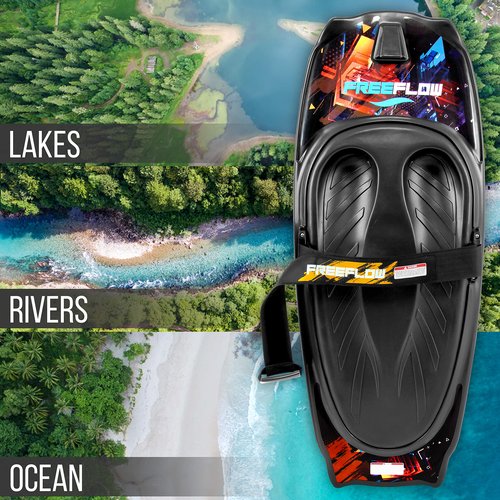 SereneLife Water Sport Kneeboard with Hook for Kids & Adults, Kneeboard with Strap for Boating, Waterboarding, Kneeling Boogie Boarding, Knee Surfing, (SLKB20), Black, 50.0’’ x 20.0’’ x 4.5’’
