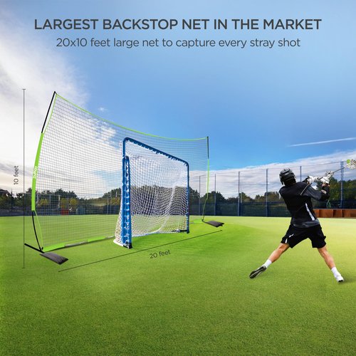 Lacrosse Backstop Net Soccer Backstop Net for Backyard Sport Netting Barrier 20 x 10 ft Ball Stop Net Includes Portable Carry Bag 2 Sand Bags 4 Ground Stakes