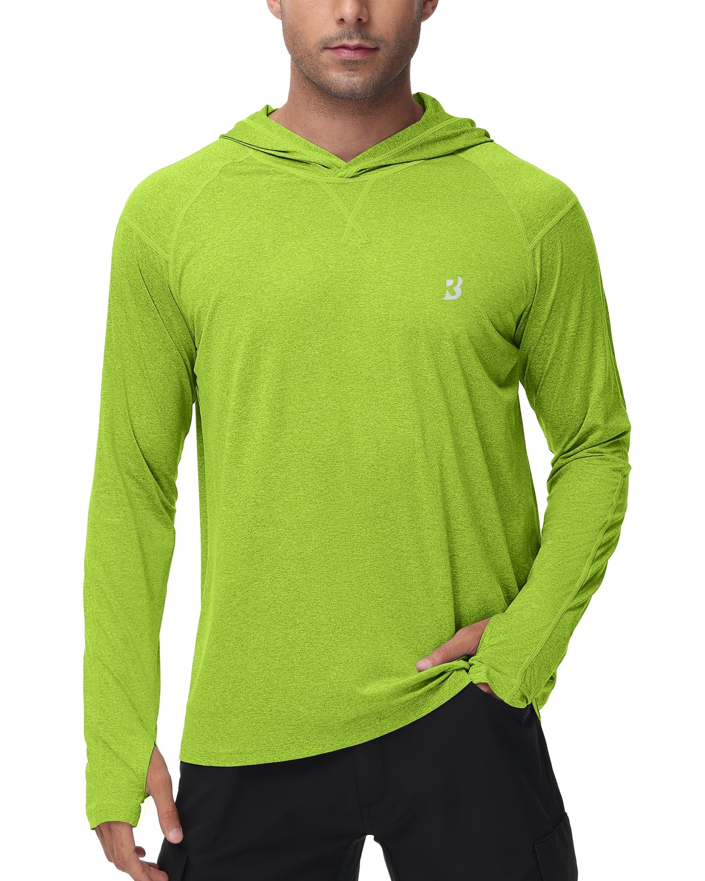Roadbox Mens UPF 50+ Fishing Shirts, Long Sleeve UV Sun Hoodie, Hiking Running Swim Athletic Workout Shirt