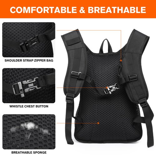 wotony Hydration Backpack with Water Bladder for Hiking Tactical Hydration Pack for Men Women Molle Water Backpack for Hiking (Black, 2L-Bladder)