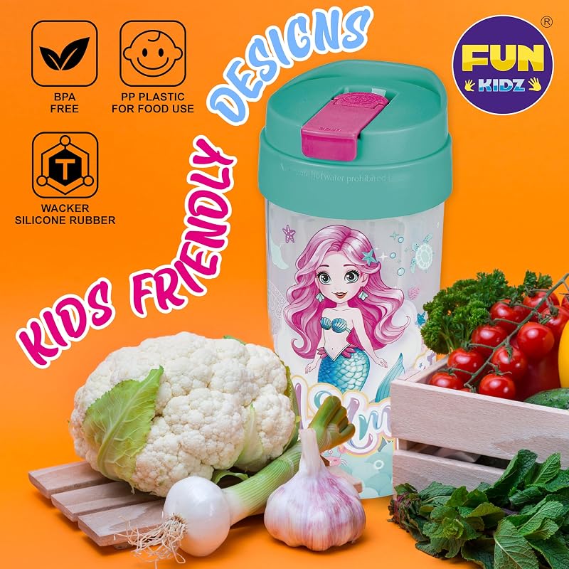 17oz Mermaid Themed Water Bottle with Silicone Straw, Leak-Proof Cap, BPA Free, Kid Safety Design