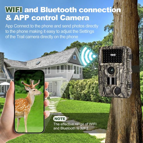 MRSCRET WiFi Trail Camera,4K 60MP Game Cameras with Night Vision Motion Activated Waterproof,Trail Camera Sends Picture to Cell Phone,Suitable for Outdoor Wildlife Detection, Monitoring Home Security