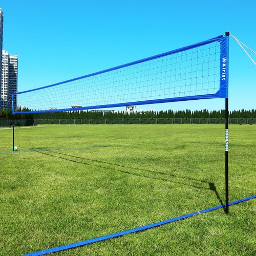 Airist Heavy Duty Volleyball Net Outdoor with Steel Anti-Sag System, Adjustable Aluminum Poles, Professional Volleyball Nets Set for Backyard and Beach, Ball and Carrying Bag (Blue)