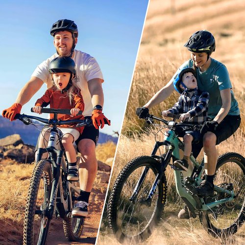 Alaxciax Front Mounted Bicycle Seats for Children, Kid Bike Seat Mountain with Handlebars Foot Pedals for Children 2~5 Years (Black) (Black)