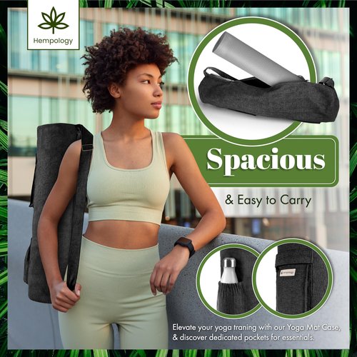 HEmpOLOGY Yoga Mat Bag - Adjustable Strap, Carrier for Standard Mats (Black)