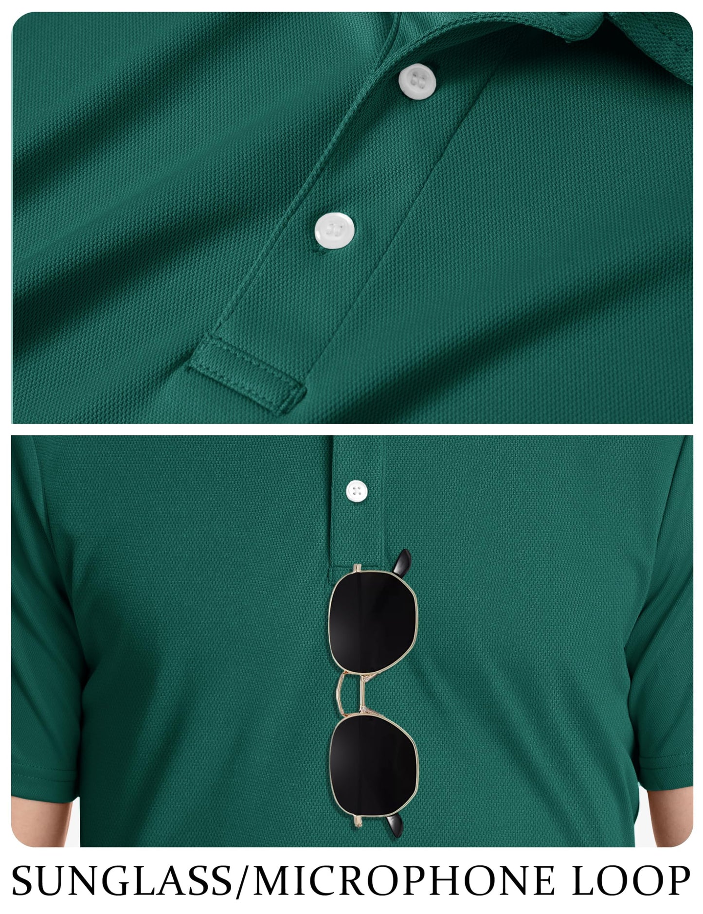 TACVASEN Mens Golf Shirt Dry Fit Mens Polo Shirts Short Sleeve Performance Golf Polos for Men with Collar Work Shirts Emerald Green, 3XL