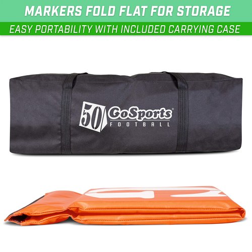 GoSports Football Field Yard Line Markers - Set of 11, High Visibility Weighted Yardage Markers with Portable Carrying Case