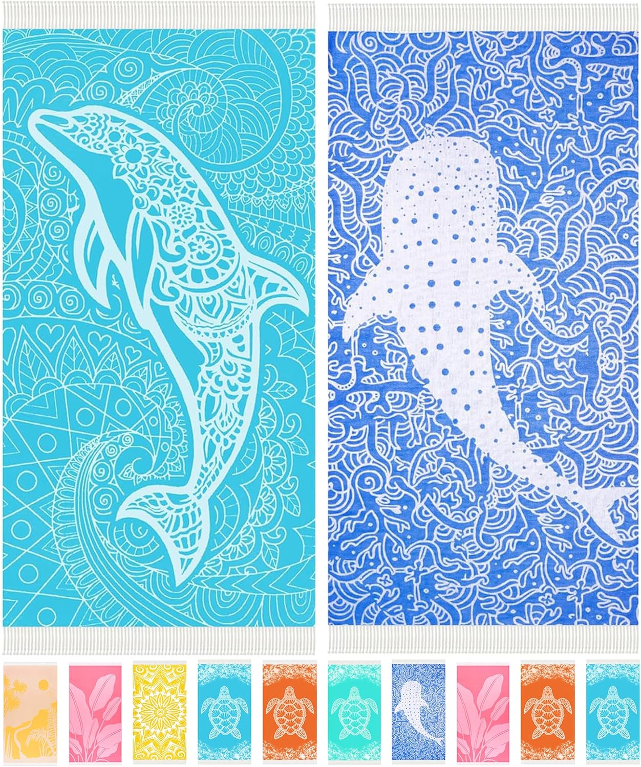 2 Packs Turkish Beach Towels Quick Dry Sand Free Oversized Bath Pool Swim Towel Extra Large XL Big Blanket Adult Travel Essentials Cruise Accessories Must Haves Clearance Vacation Stuff
