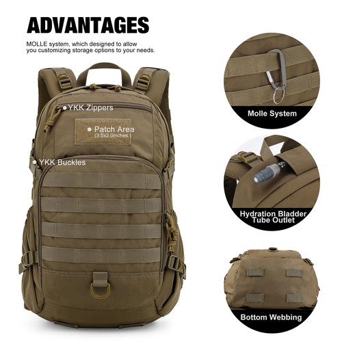 Mardingtop Small Tactical Molle Backpack - 25L Hiking Backpack for Backpacking, Cycling and Biking