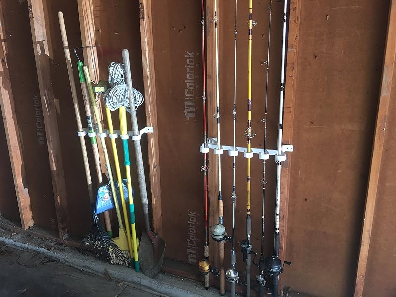 Garage Door Storage Rack for Fishing Rods & Paddles – Quick-Install Hooks