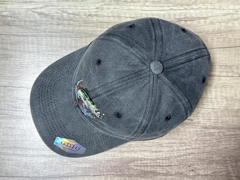 Bass Fishing Hat for Anglers – Adjustable, Unisex Dad Cap with Embroidered Bass