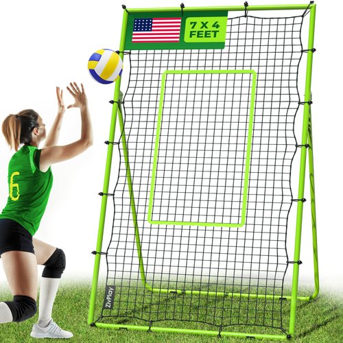 ZivPlay Volleyball Rebounder Net 7x4 ft Volleyball Rebounder Bounce Back Training Equipment for Volley Ball Practice Volleying Bumping Spiking Lacrosse Training with Five Adjustable Rebound Angles