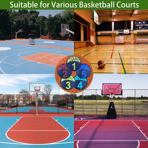 Nuburbur Basketball Training 9 Inch Poly Spots, 10PCS Anti-Slip Training Basketball Spot Markers Floor Spots, Waterproof Flat Filed Cones Poly Dots for Basketball Training (10Pcs 9inch Spot Markers)