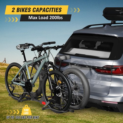 DNYKER Hitch Bike Rack,Wobble Free Smart Tilting Folding Bicycle Car Racks for Standard,Fat Tire E-Bike Rack for Tow Hitch, 2-Bike 200 lbs Capacity, 2 inch Receiver