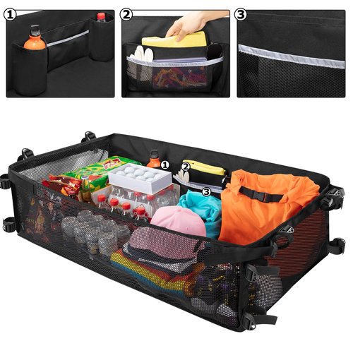 PGmoon Golf Cart Cargo Mesh Organizer Compatible with Yamaha, Club Car, EZGO, Golf Cart Storage Net with Adjustable Buckle Strap