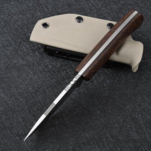 SDOKEDC Knives DC53 Steel Tactical Hunting Fixed Blade Knife Micarta Handle with kydex sheath for Men EDC Outdoor Camping Survival (White stone wash+Micarta handle)