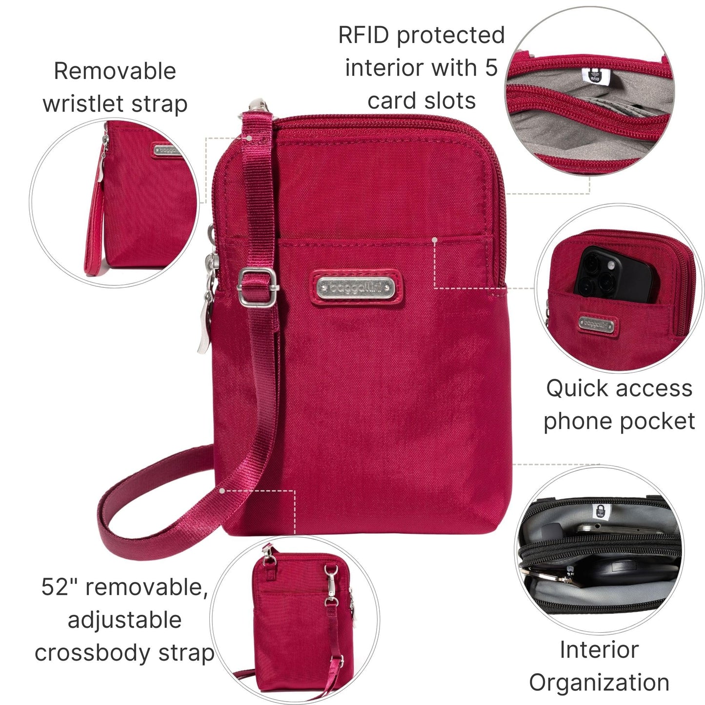 Baggallini Take Two RFID Bryant with Chain Black Quilt One Size
