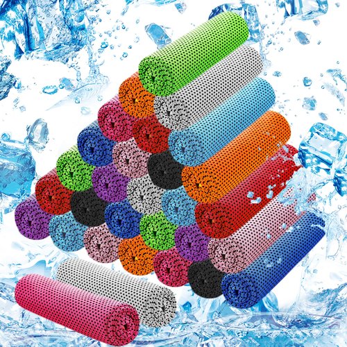 LYDTICK 30Pack Cooling Towels for Neck and Face (40"x12"), Ice Microfiber Cooling Towels Bulk for Workout Chill Sweat Towels Cooling Neck Wraps for Gym Yoga Golf Running Sport