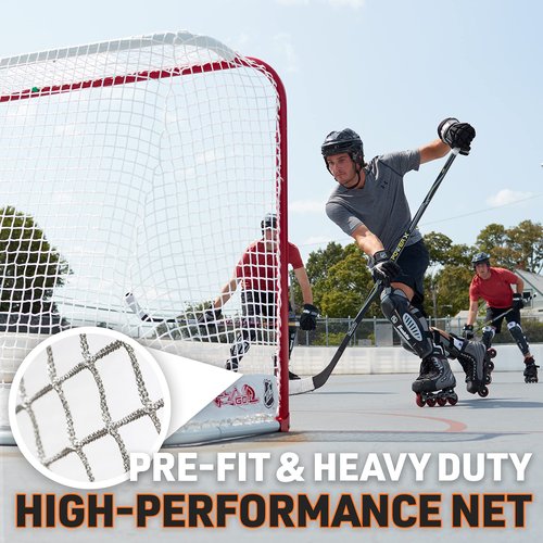 Franklin Sports NHL Street Hockey Goal - Portable Official Size Regulation Steel Street + Roller Hockey Goal with Wheels + Net - 72" x 48" - Championship