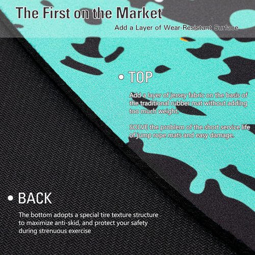 Jump Rope Mat Large Rubber Exercise Mat Rope Skipping Workout Mats for Home Gym Flooring Non-Slip Oval Design for Floor & Rope Protection VR mat Green