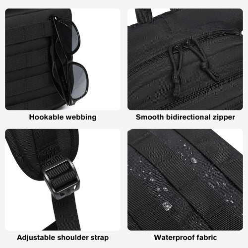 wotony Hydration Backpack with Water Bladder for Hiking Tactical Hydration Pack for Men Women Molle Water Backpack for Hiking (Black, 2L-Bladder)