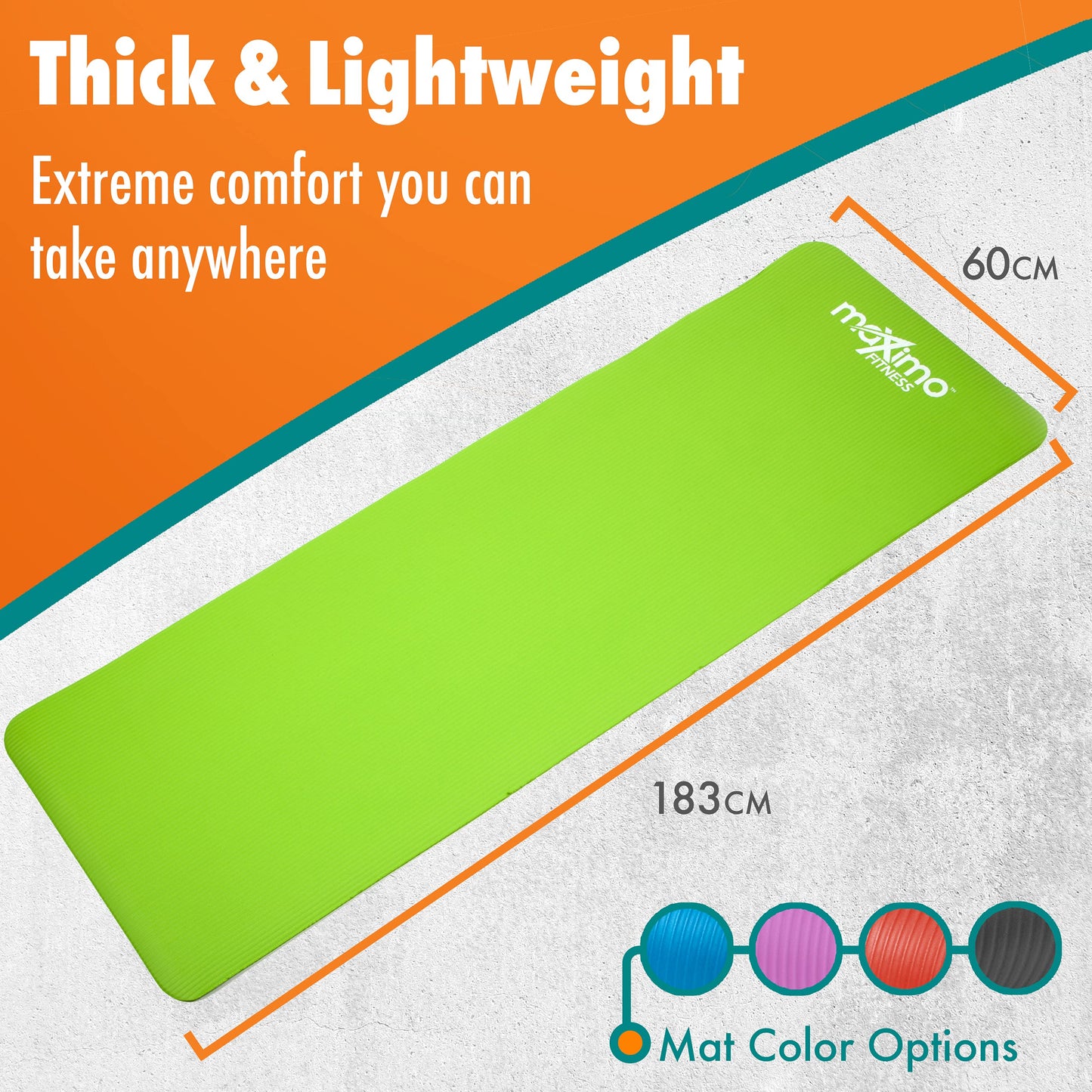 Maximo Fitness Yoga Mat - Multipurpose Exercise Mat for Men, Women and Kids, Ideal Non Slip Workout Mats for Yoga, Pilates, Gym Exercise with Carrying Strap