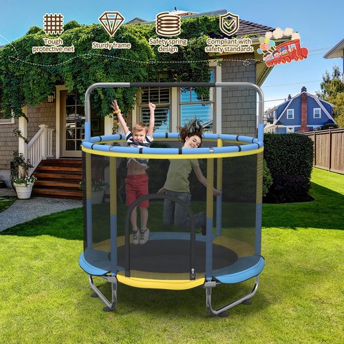 60" Trampoline for Kids, 5FT Mini Indoor and Outdoor Toddler Trampoline with Net