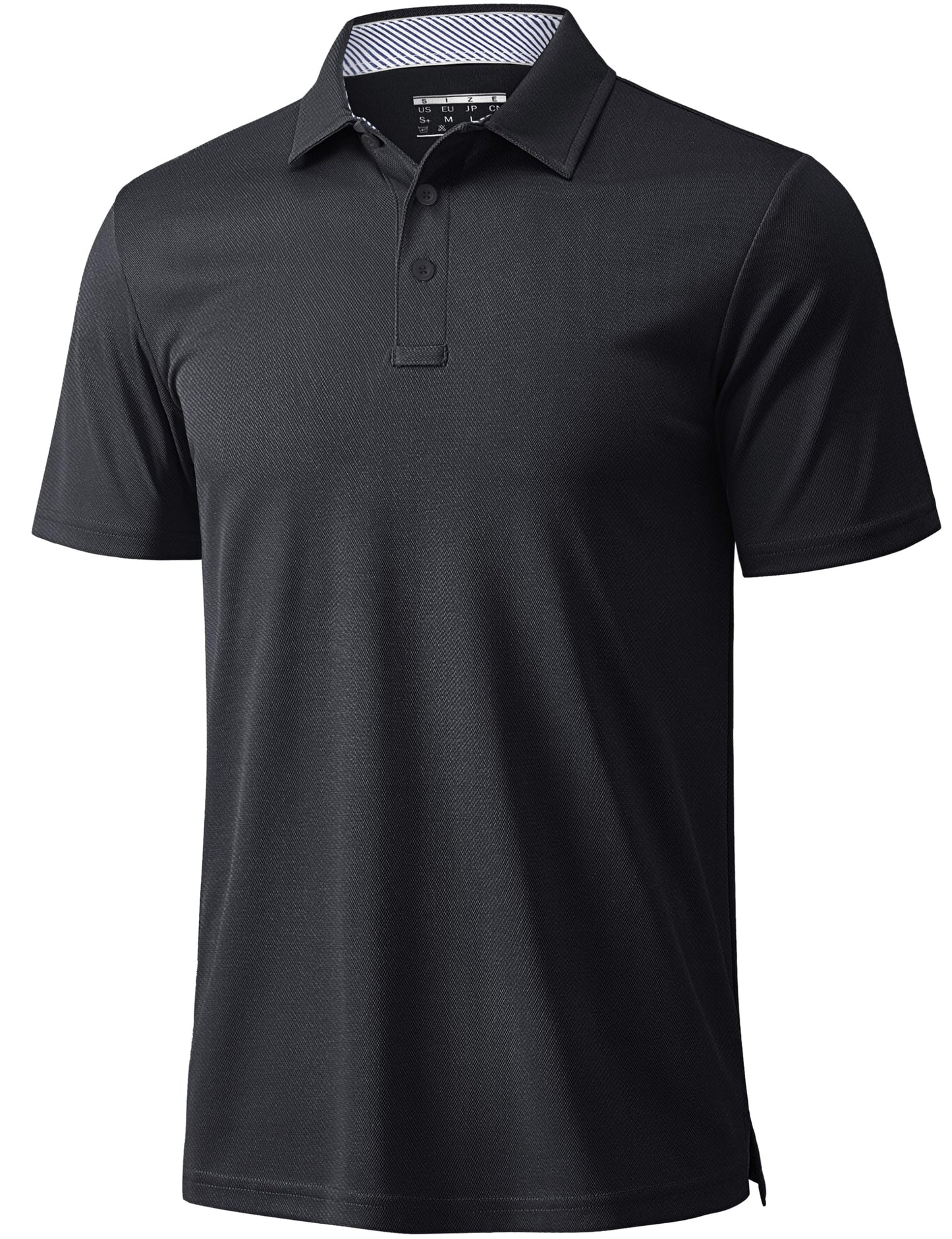 MAGCOMSEN Black Polo Shirts for Men Short Sleeve Performance Moisture Wicking Golf Polos Athletic Work Casual Plain Collared Shirt