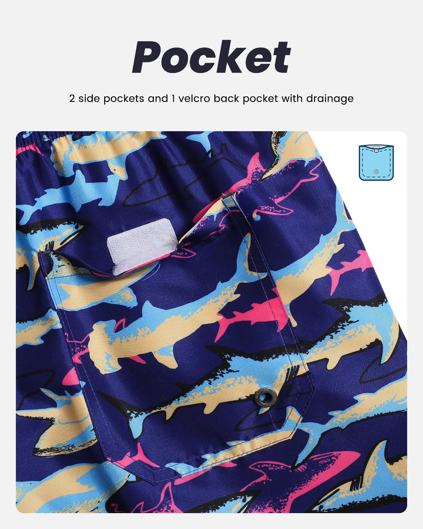 maamgic Mens Swim Trunks Quick Dry Swim Shorts with Mesh Lining Funny Swimwear Bathing Suits 7inch Colorful Shark X-Small
