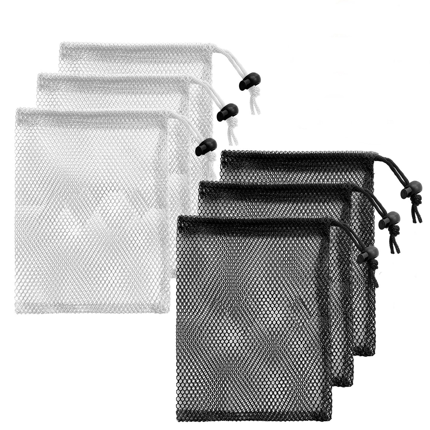 UNOONE Small Drawstring Bags, 7.8x5.9In Portable Storage Bags, Mesh Bags Drawstring for Toy, Mesh Bag Storage for Sport Indoor Fruit Outdoor (6PCS)