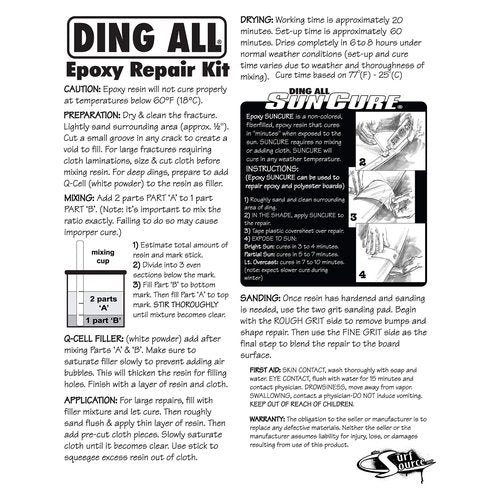Ding All 3 Oz (84ml) Super Epoxy Repair Kit for Small to Medium Size Epoxy and Polyester Surfboards Repairs