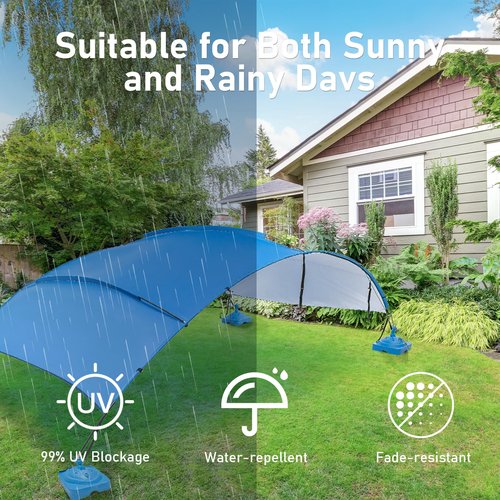 Pool Canopy Beach Pool Shade Canopy with UV Block & Waterproof Heavy Duty Awning Shade 11.48x 7.87ft Canopys with Sandbags Canopys for Swimming,Patio, Lawn,Yard Blue