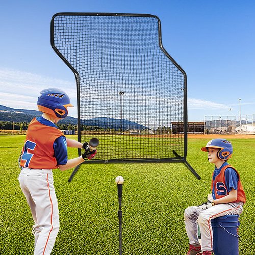 Gulfmore Portable 7x5 ft Baseball Z Screen Pitching Protector Net,Baseball Softball Z-Screen Net Pitcher Safety Protective Nets, Heavy Duty Metal Frame, Portable Practice Screen