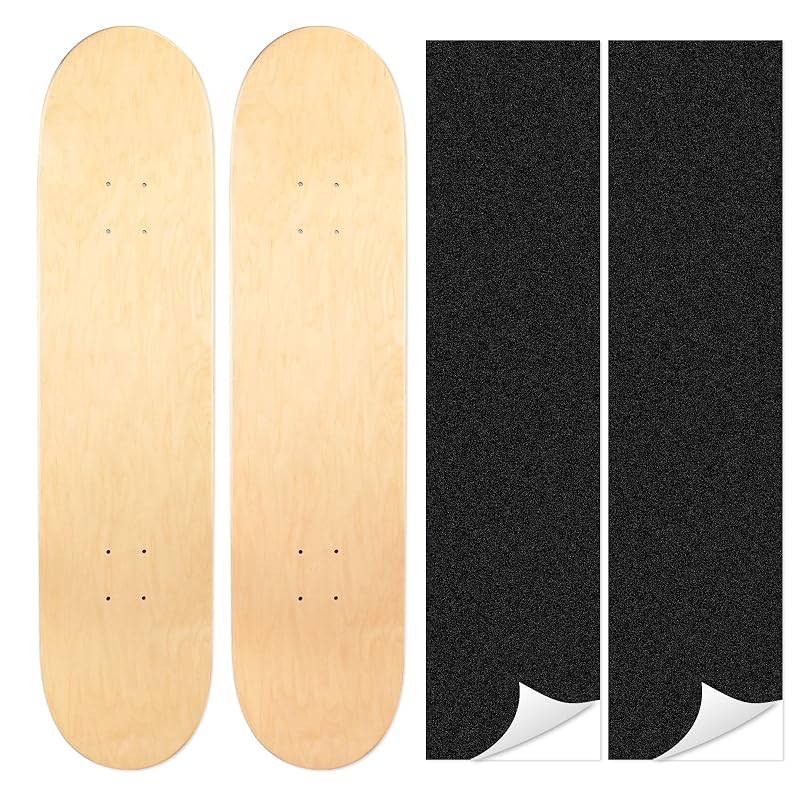 Maple Skateboard Decks Double Tail – Light Decks with Free Grip Tape, 8" x 31.75" (2 PCS)