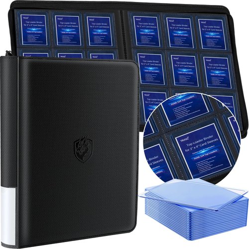 TRUGQ Toploader Binder Holds 324 Toploaders | 20 Toploaders |Waterproof PU Leather + Anti-Yellowing PP Inserts | Ridge Tab Sorting Portable top loader binder for cards (For Sports/Game Cards)