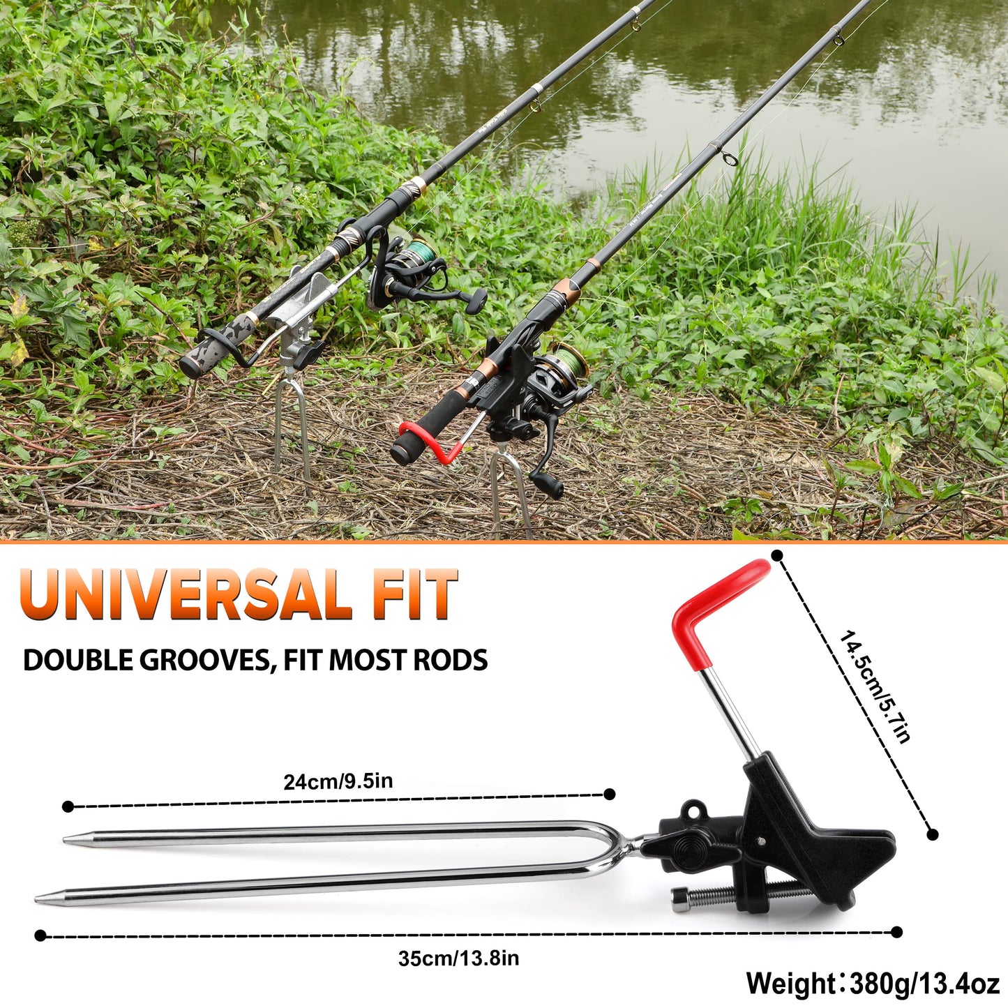 PLUSINNO Fishing Rod Holders for Bank - Upgraded Fishing Pole Holders for Ground, Beach, 360 Degree Adjustable Fishing Pole Stand Equipment, Gift for Men Father’s Day, Birthday Day