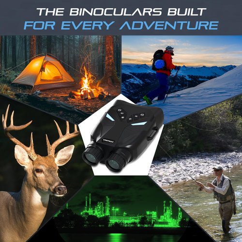 LUNAREX 4k Night Vision Goggles for Adults - Digital Night Vision Binoculars with 8X Digital Zoom, 32GB Card, 3" LCD - Wolf Design Rechargeable Infrared Goggles Can Save Photo Video for Camping Hiking
