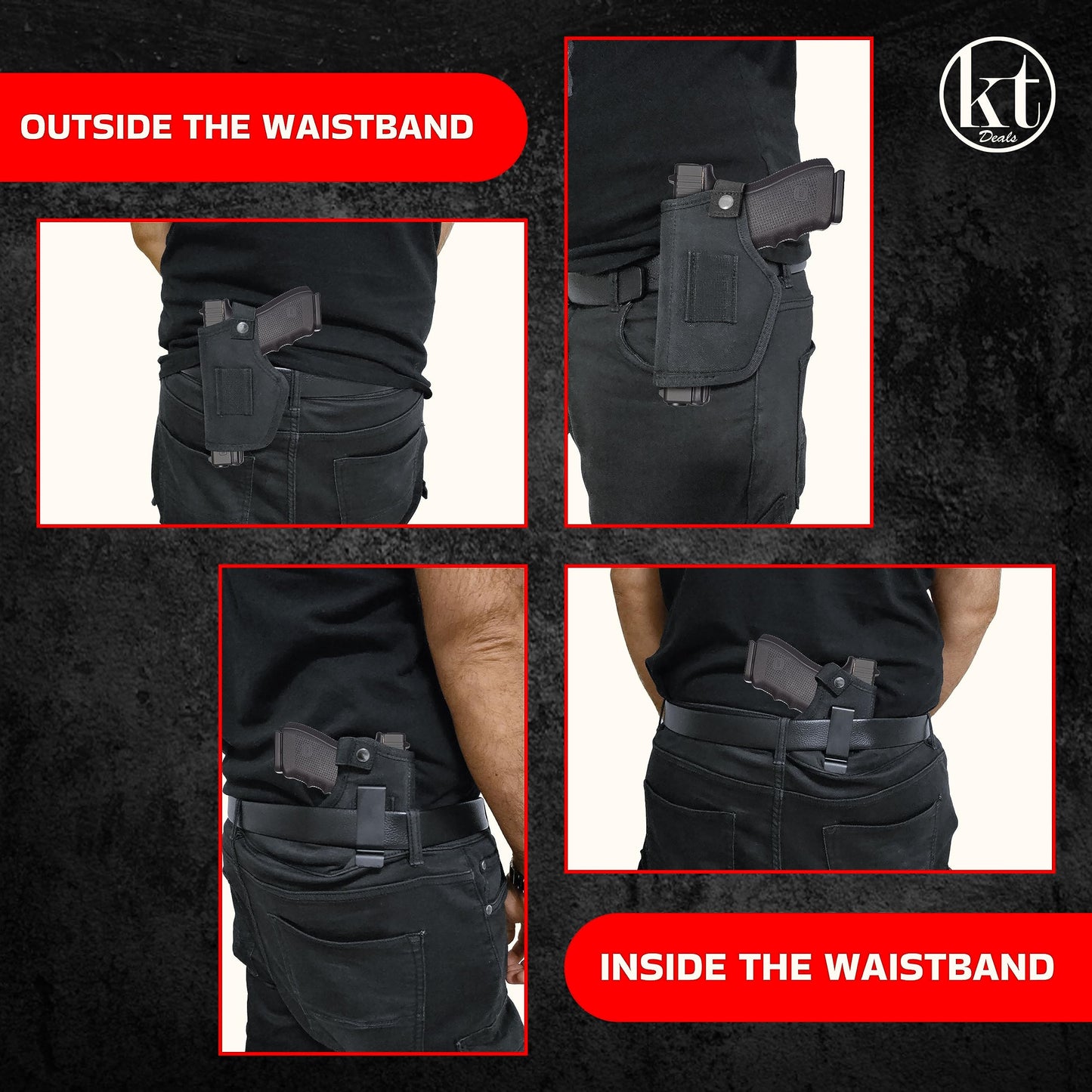 Universal Gun Holster for Men & Women, IWB/OWB Waist Belt Pistol Holster Fits for Taurus Glock Sig M&P Ruger 380 9mm Airsoft Gun Holsters for Concealed Carry Pistol Holder Right/Left Hand