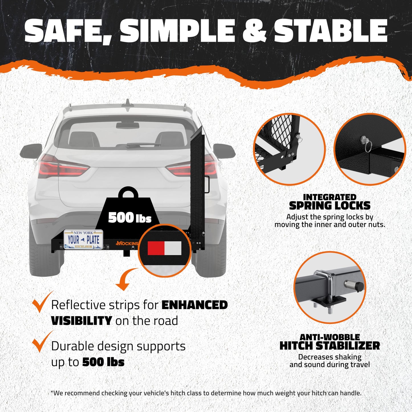 Mockins Folding Trailer Hitch Cargo Carrier with Ramp for Wheelchair